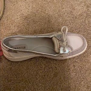 Grey and White Sperry’s Size 6.5